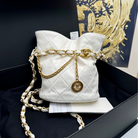 【全套帶票❤️】Chanel金幣福袋水桶包 23k系列 白金 白雪公主金幣福袋 斜挎包