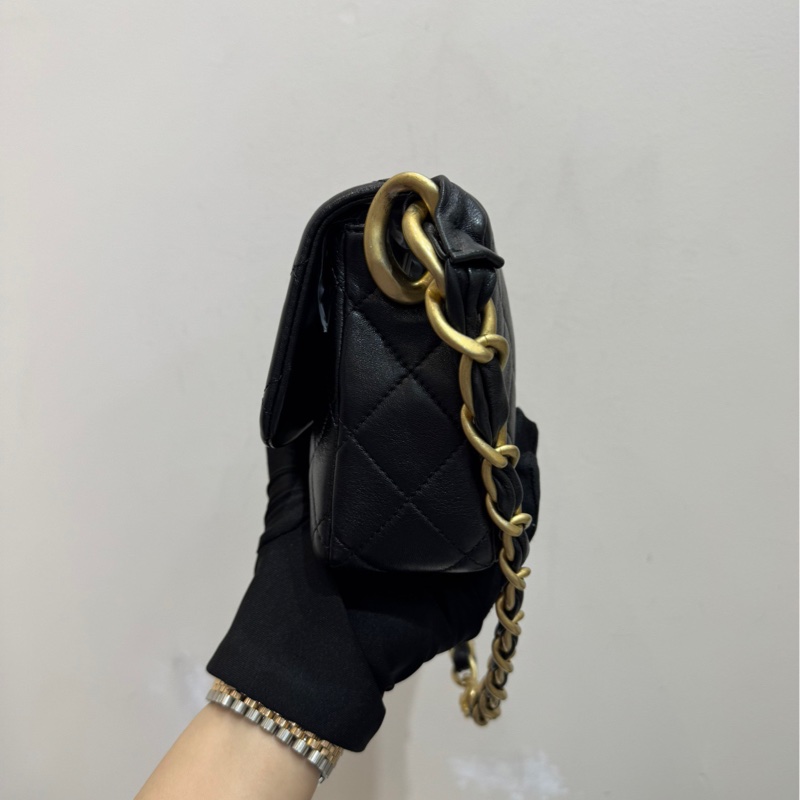 【99❤️全套帶票】Chanel  24S新款黑色金扣羊皮粗鏈條腋下包 斜挎包-4