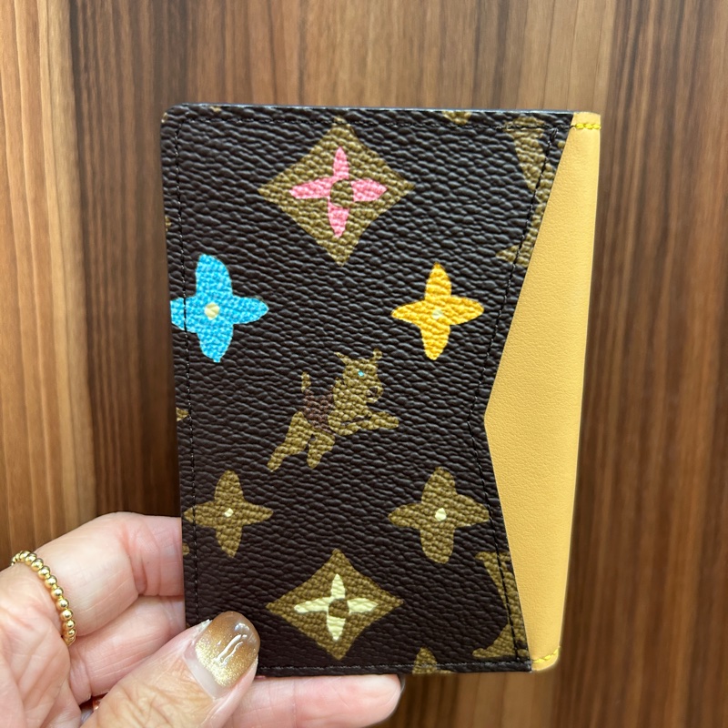 LV 原花彩色內交叉5卡對開卡夾M83337-1