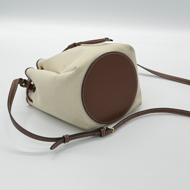 BURBERRY 巴寶莉 TB  米白/焦糖  帆布迷你水桶包-3
