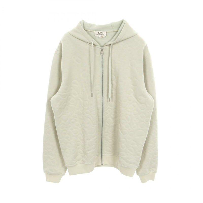 愛馬仕 Chaine dAncre 連帽衛衣,棉尼龍混紡,綠色,二手,男款 M 碼-0