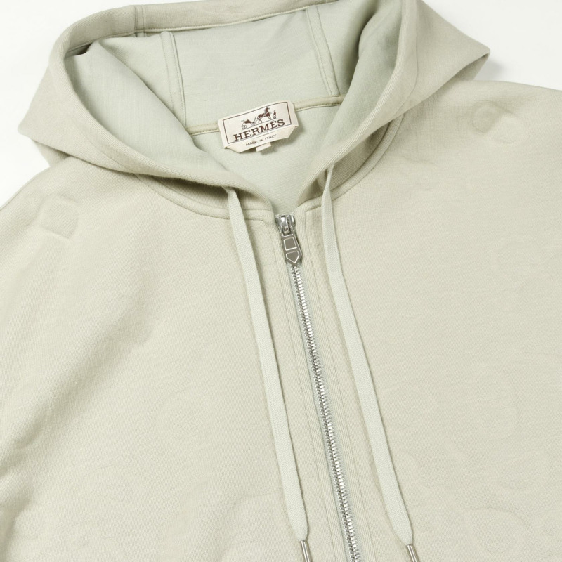 愛馬仕 Chaine dAncre 連帽衛衣,棉尼龍混紡,綠色,二手,男款 M 碼-11