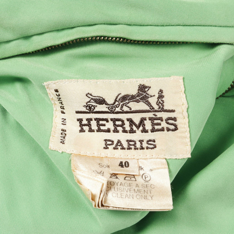愛馬仕 (HERMES) 羽絨服,絲毛尼龍腈綸/聚酯/真絲混紡,綠色米色多色米色,二手,男女通用-3