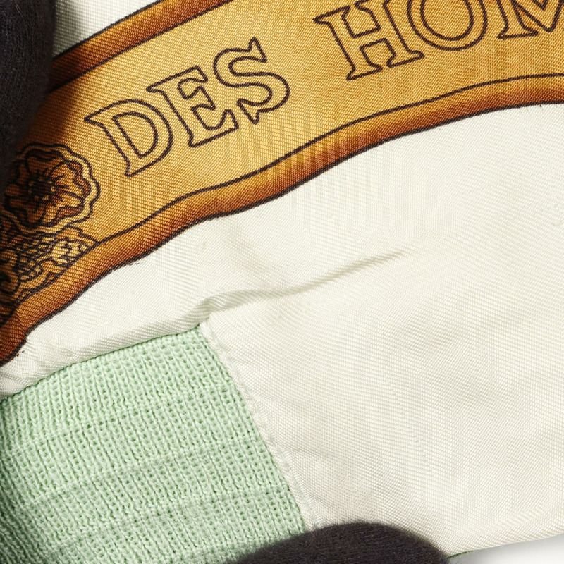 愛馬仕 (HERMES) 羽絨服,絲毛尼龍腈綸/聚酯/真絲混紡,綠色米色多色米色,二手,男女通用-6