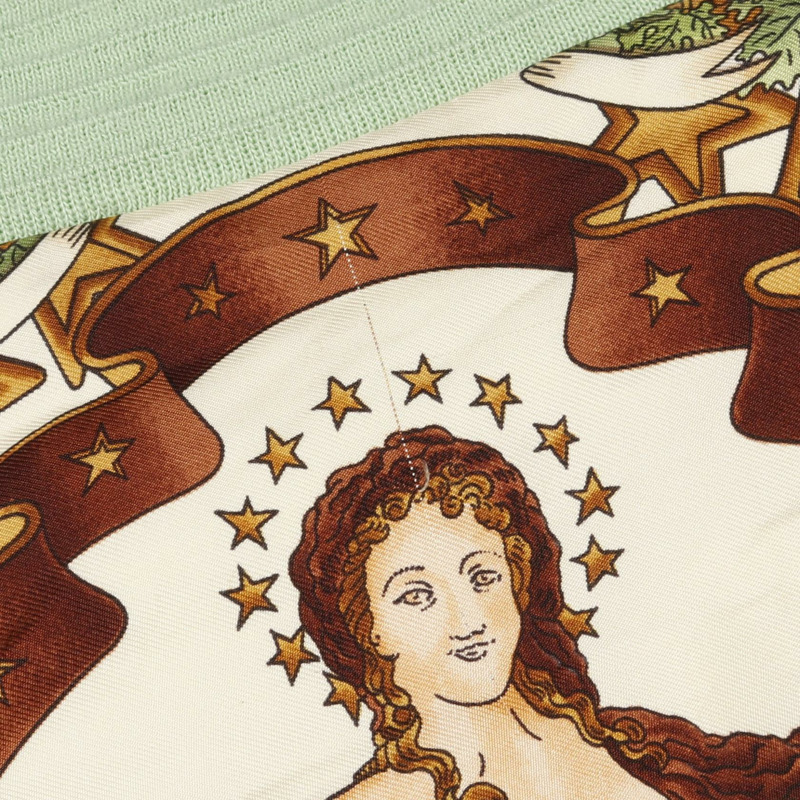 愛馬仕 (HERMES) 羽絨服,絲毛尼龍腈綸/聚酯/真絲混紡,綠色米色多色米色,二手,男女通用-8