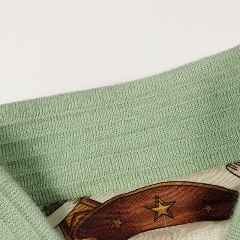 愛馬仕 (HERMES) 羽絨服,絲毛尼龍腈綸/聚酯/真絲混紡,綠色米色多色米色,二手,男女通用-14