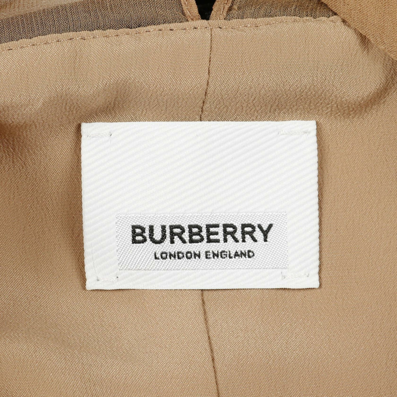 BURBERRY 連身裙 4560687 絲質皮革聚酯棕色黑色二手女裝 UK8-2