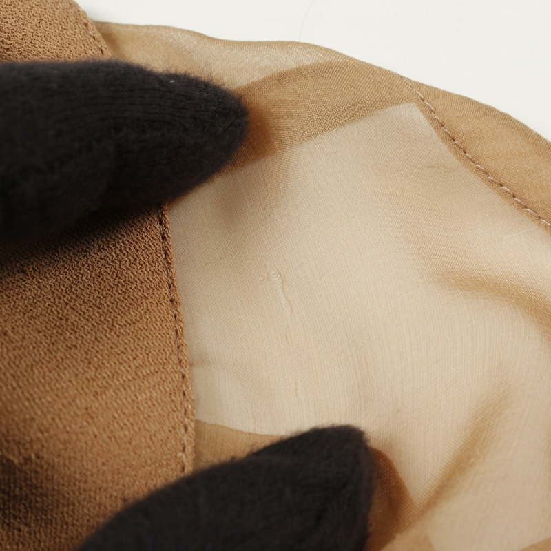 BURBERRY 連身裙 4560687 絲質皮革聚酯棕色黑色二手女裝 UK8-4