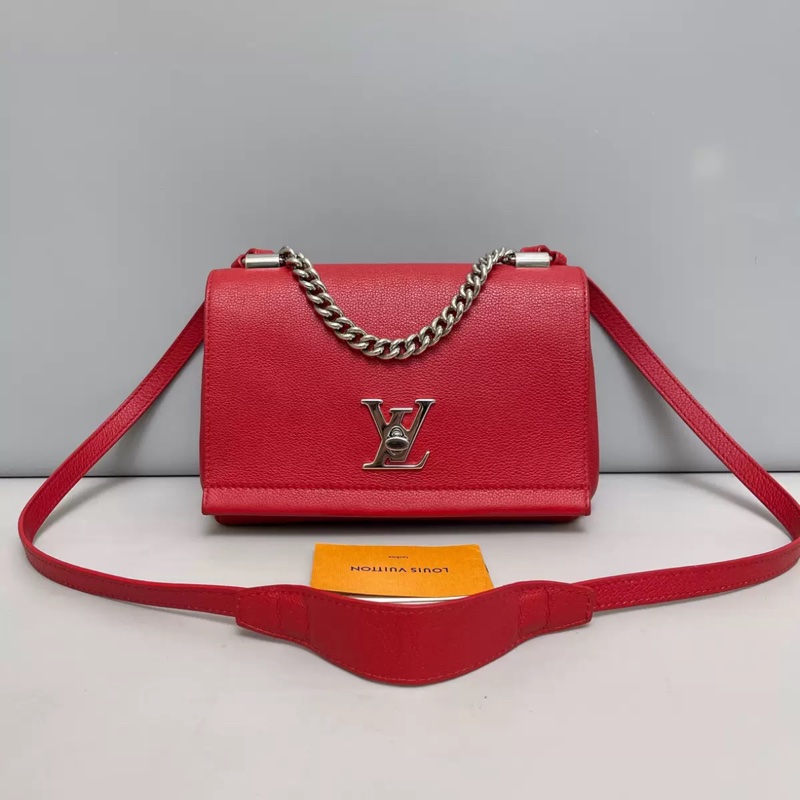 LV路易威登Mylockme BB紅色牛皮荔枝紋包-0