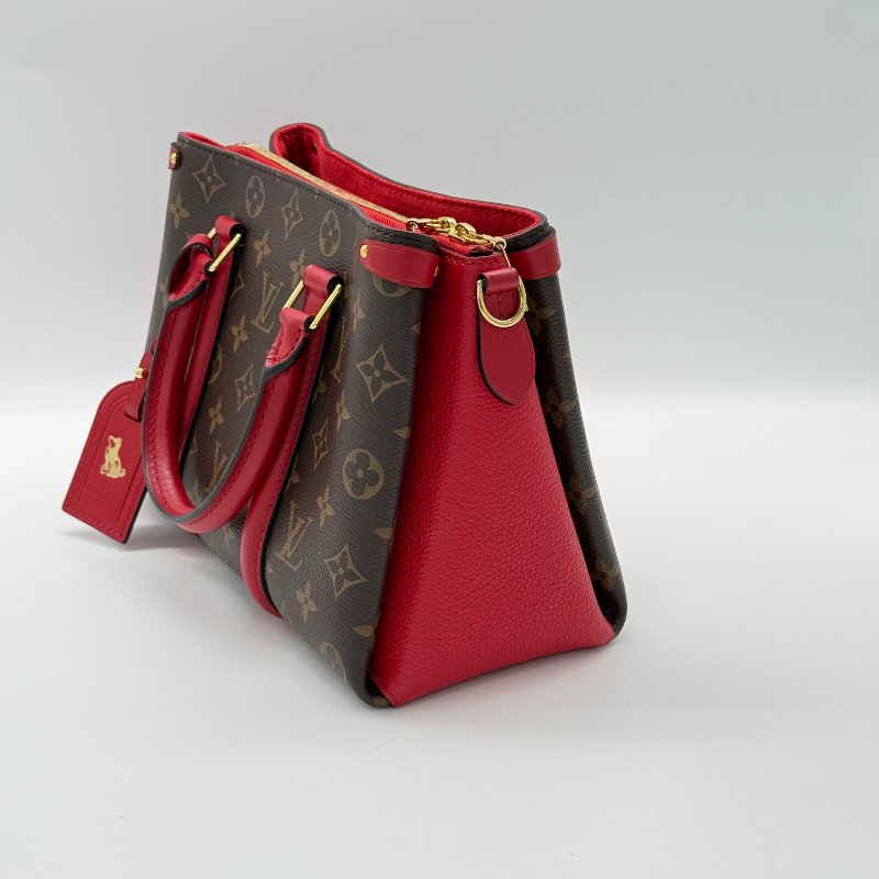 LOUIS VUITTON 路易威登 Soufflot BB 經典花紋 紅色牛皮 手提包 斜背包 M44818-4