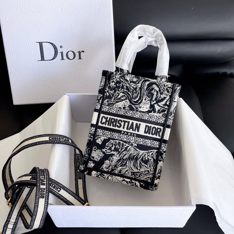 【近新閒置品】DIOR 迪奧 mini 竪版動物園 tote包手提斜挎,新款帶肩帶款-0
