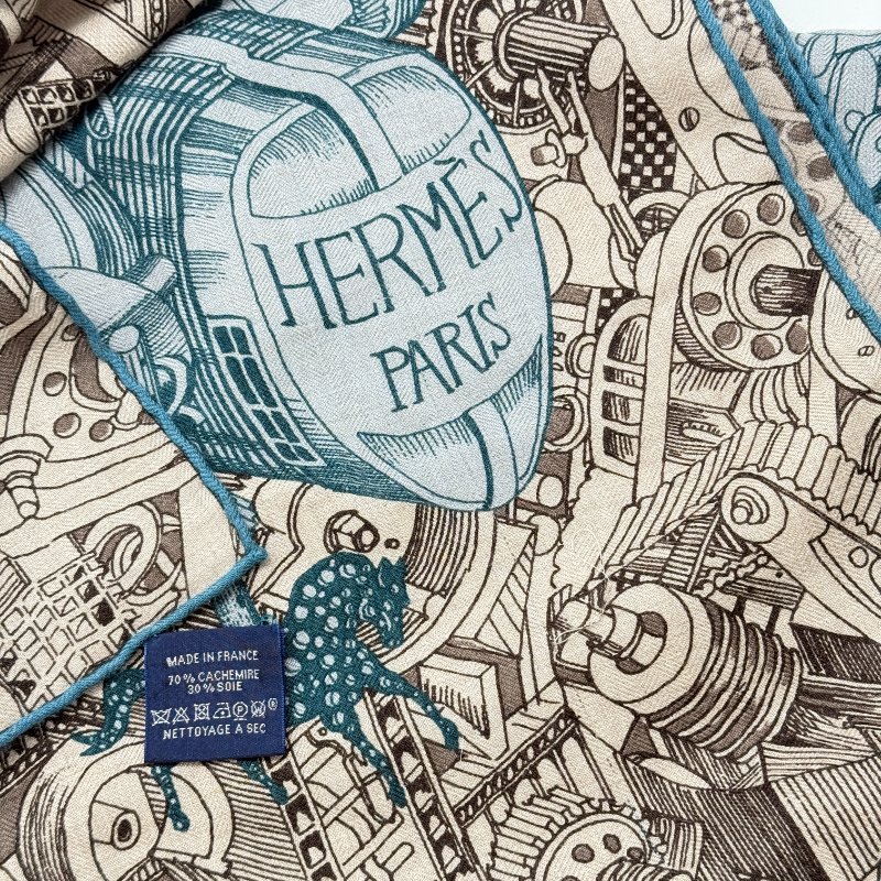 HERMES 愛馬仕 Des Chevaux Sous le Capot 喀什米爾羊毛絲綢 方巾-3