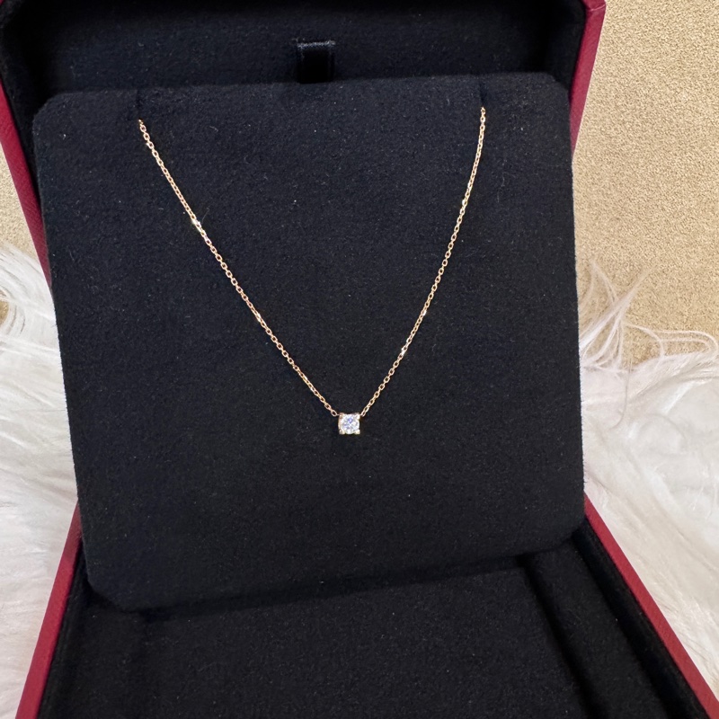 Cartier C de Cartier 750玫瑰金單鑽項鍊 0.21克拉 近全新-0