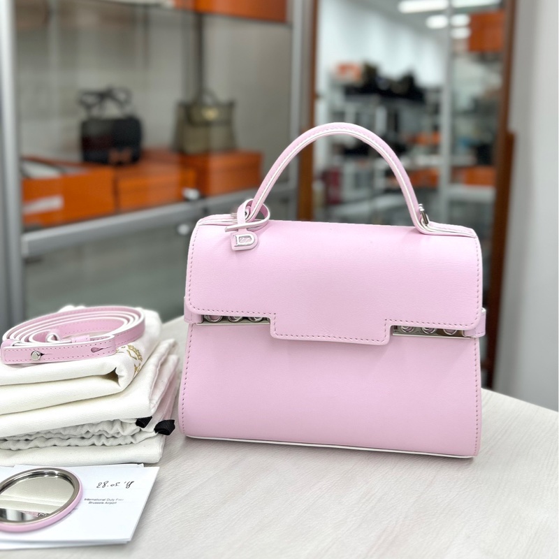 【近新閒置品】Delvaux 德爾沃 粉色tempete小號手提肩背斜挎包-0