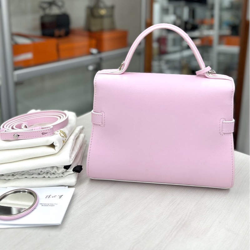 【近新閒置品】Delvaux 德爾沃 粉色tempete小號手提肩背斜挎包-1