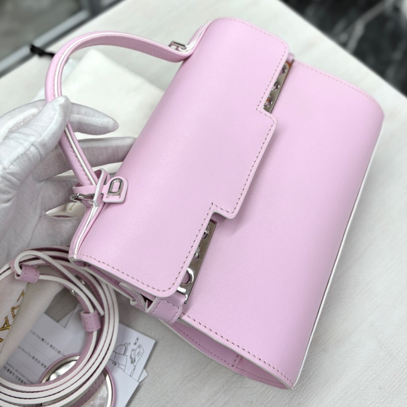 【近新閒置品】Delvaux 德爾沃 粉色tempete小號手提肩背斜挎包-5