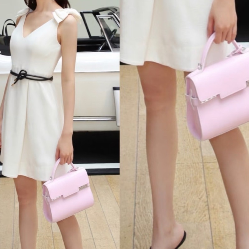 【近新閒置品】Delvaux 德爾沃 粉色tempete小號手提肩背斜挎包-8