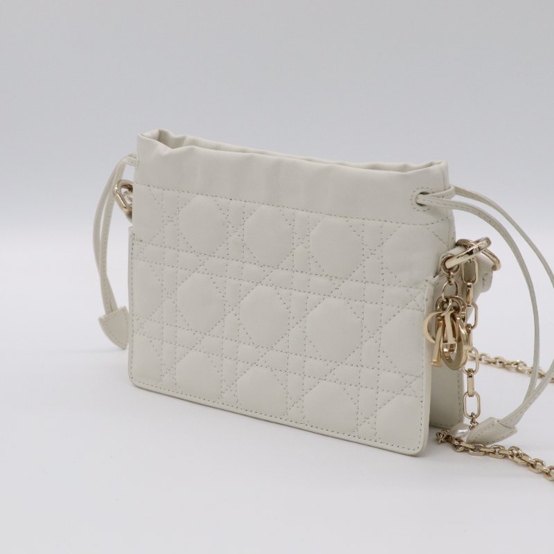 DIOR 迪奧 Milly 迷你包款 奶油白 Cannage 籐格紋羊皮 手提包 珍珠拼接鏈條 斜挎包|專櫃72,000-3