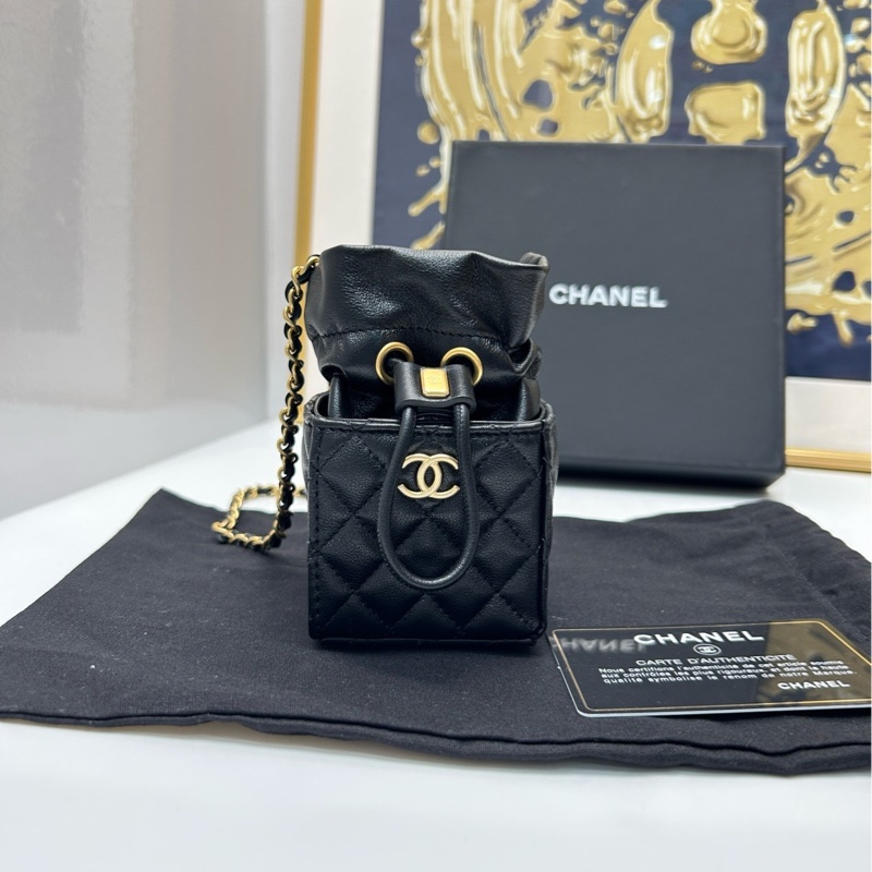 【全❤️】Chanel 黑金燒賣羊皮 皮穿鏈mini單肩包  斜挎包-0