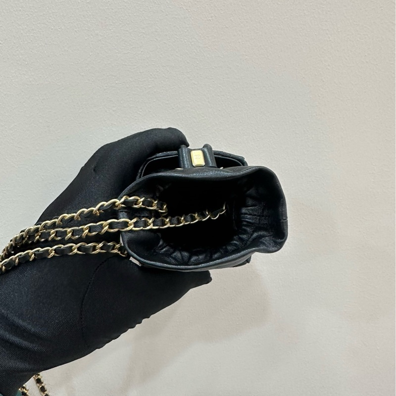 【全❤️】Chanel 黑金燒賣羊皮 皮穿鏈mini單肩包  斜挎包-3