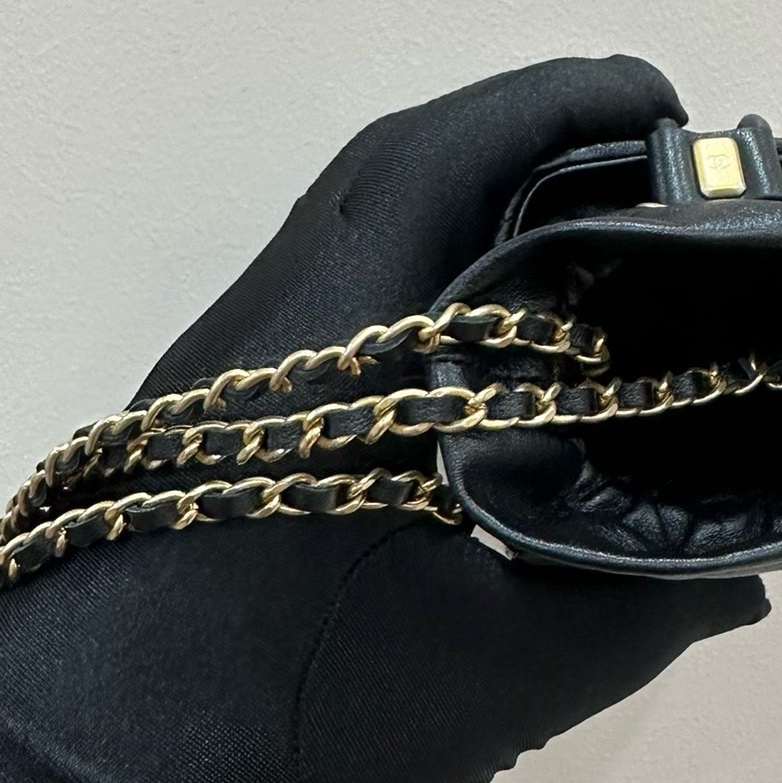 【全❤️】Chanel 黑金燒賣羊皮 皮穿鏈mini單肩包  斜挎包-4