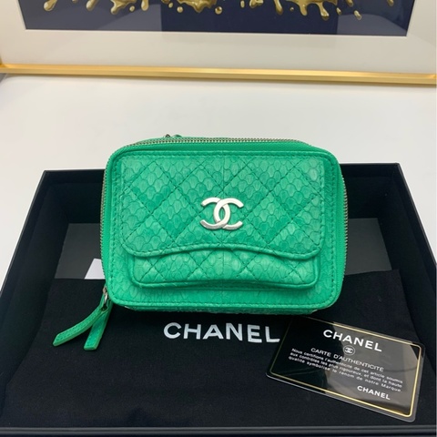 【全套❤️】Chanel mini 相機包 斜挎包 竹子綠銀扣