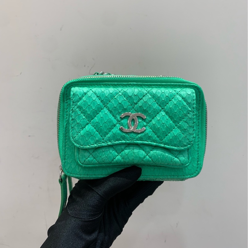 【全套❤️】Chanel mini 相機包 斜挎包 竹子綠銀扣-1