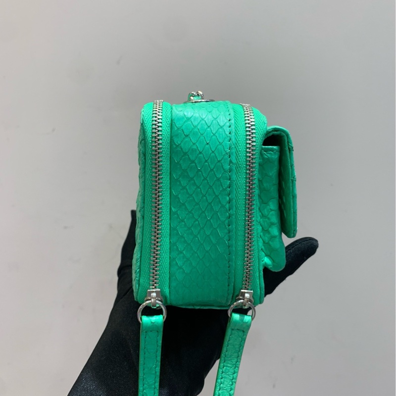 【全套❤️】Chanel mini 相機包 斜挎包 竹子綠銀扣-3