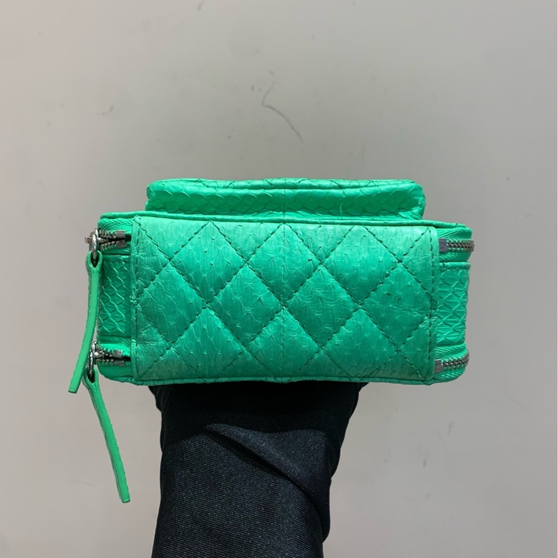 【全套❤️】Chanel mini 相機包 斜挎包 竹子綠銀扣-5