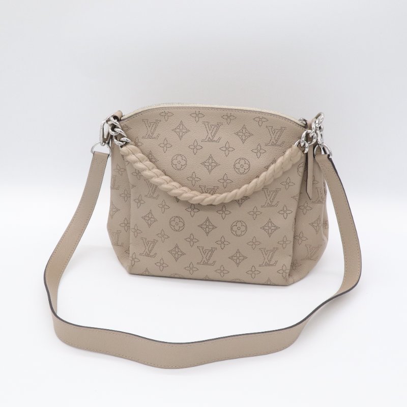LOUIS VUITTON 路易威登 BABYLONE CHAIN BB MAHINA CALF SKIN  米灰色 牛皮手提包斜挎包-1