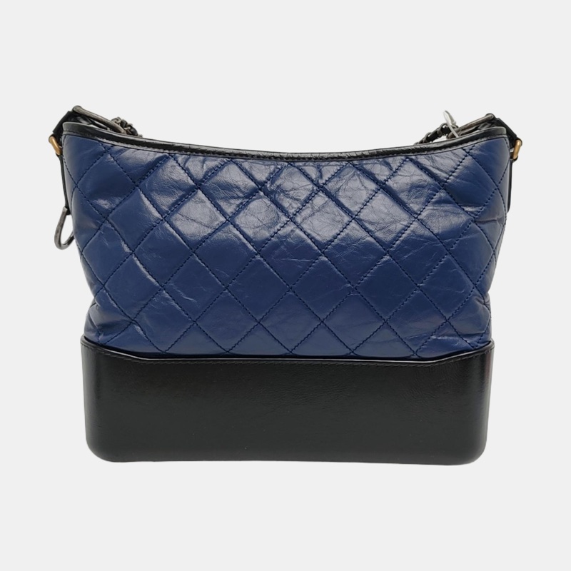 CHANEL Gabrielle 藍色拼黑色 中號 肩背包-3