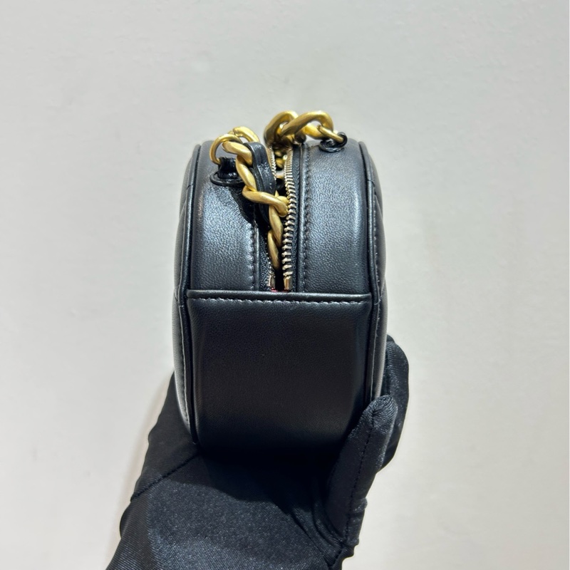 【99❤️】Chanel 19系列雙C菱格紋小圓餅 鏈條包 單肩斜挎包 黑金羊皮-3