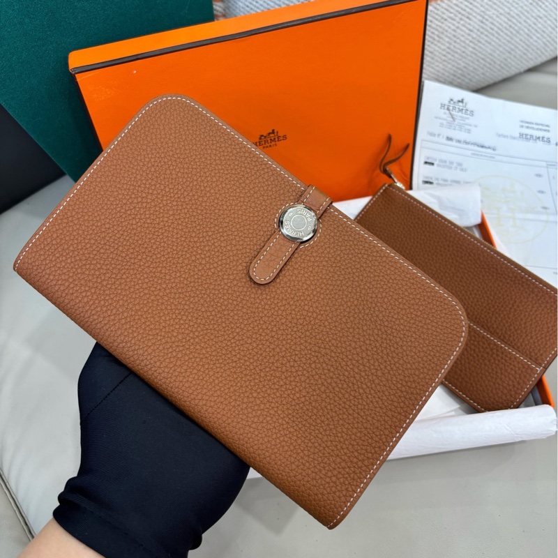 【全新品】愛馬仕Hermes 金棕銀扣Dogon子母錢包X刻togo皮五金扣膜還在-2
