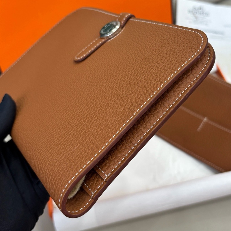 【全新品】愛馬仕Hermes 金棕銀扣Dogon子母錢包X刻togo皮五金扣膜還在-4