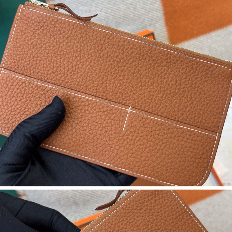 【全新品】愛馬仕Hermes 金棕銀扣Dogon子母錢包X刻togo皮五金扣膜還在-8