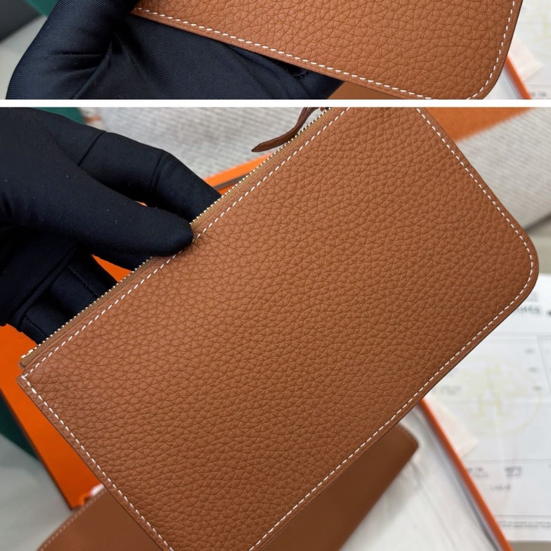 【全新品】愛馬仕Hermes 金棕銀扣Dogon子母錢包X刻togo皮五金扣膜還在-9