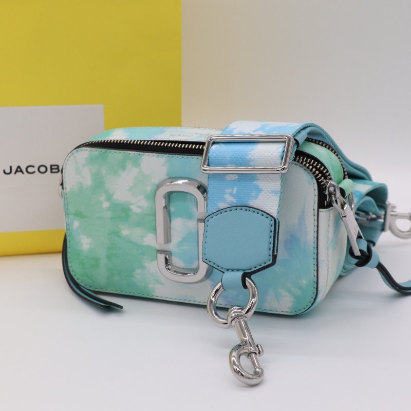MARC JACOBS 漸變藍色水彩 金屬銀 Logo 皮革 斜挎包 相機包 斜背包-1