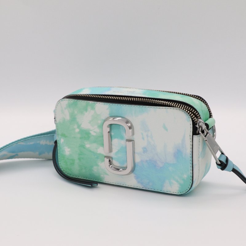 MARC JACOBS 漸變藍色水彩 金屬銀 Logo 皮革 斜挎包 相機包 斜背包-2
