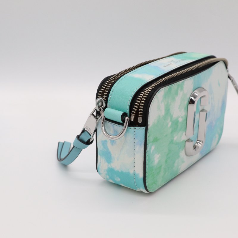 MARC JACOBS 漸變藍色水彩 金屬銀 Logo 皮革 斜挎包 相機包 斜背包-4