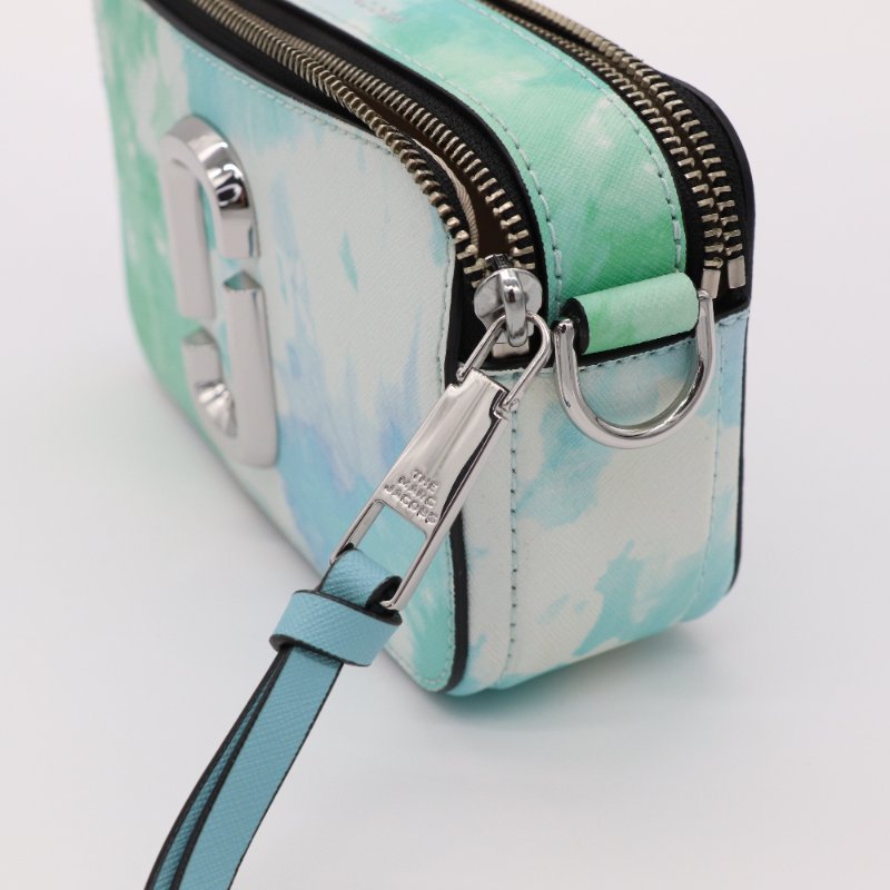 MARC JACOBS 漸變藍色水彩 金屬銀 Logo 皮革 斜挎包 相機包 斜背包-6