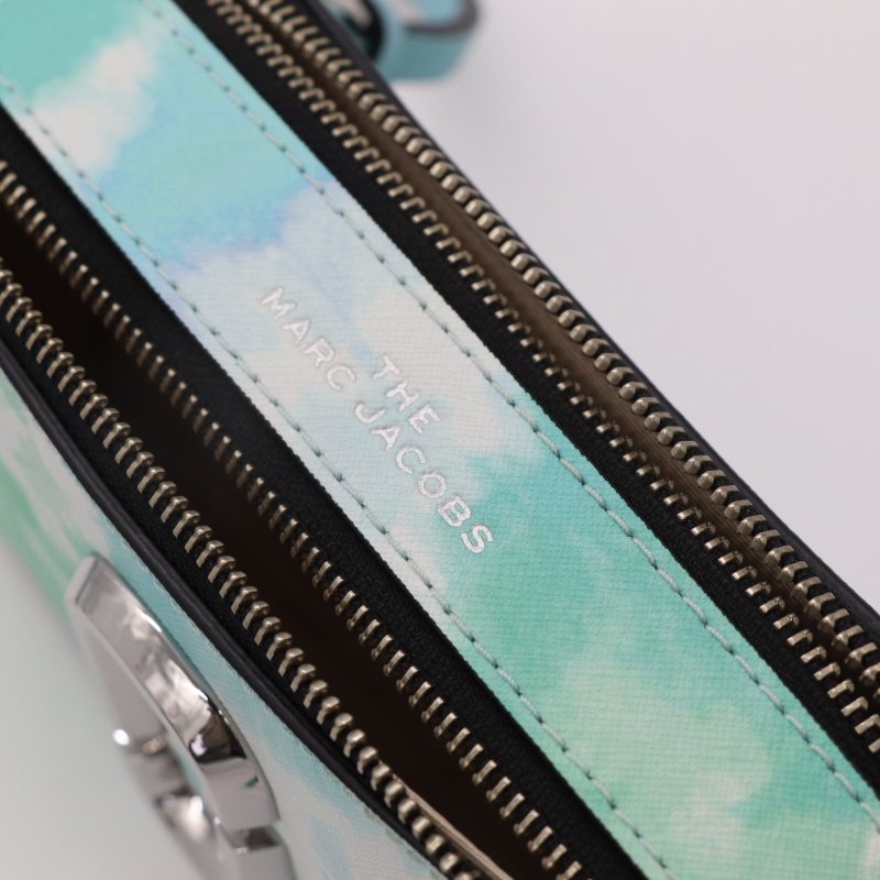 MARC JACOBS 漸變藍色水彩 金屬銀 Logo 皮革 斜挎包 相機包 斜背包-7