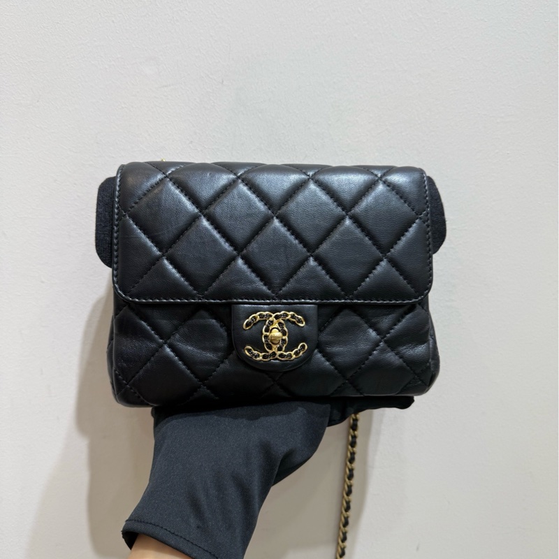 【全套❤️】Chanel 19bag褶皺羊皮方胖子 小香單肩斜挎包-1