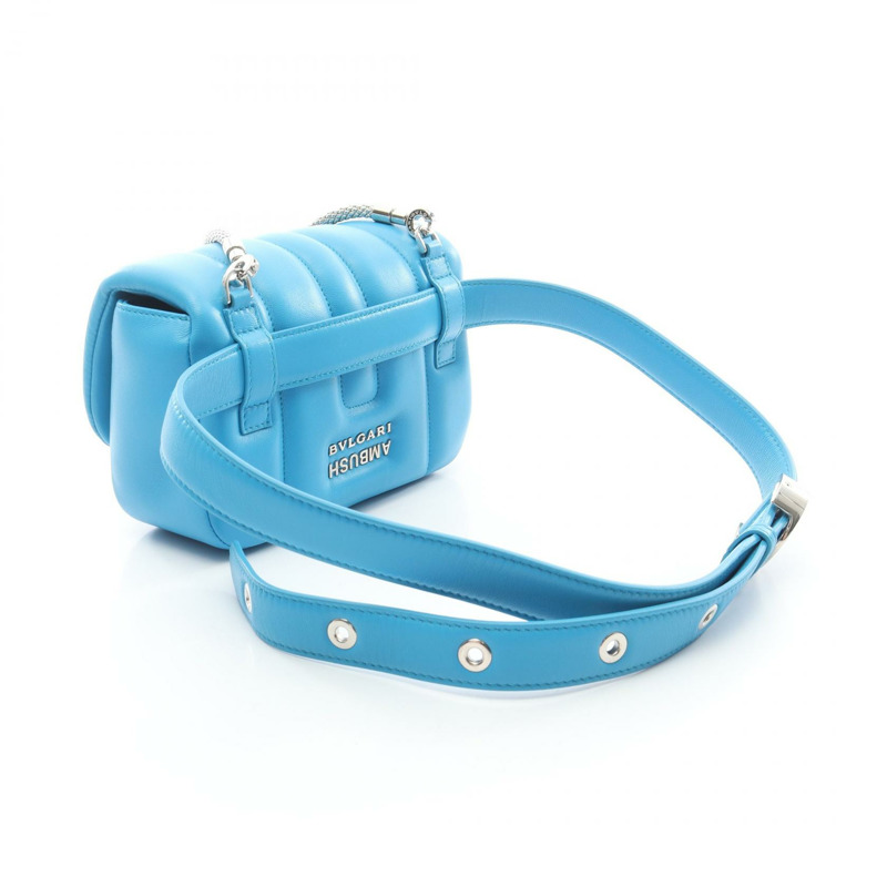 寶格麗 × AMBUSH Serpenti 肩包/腰包，藍色皮革，二手，女士，金扣-1