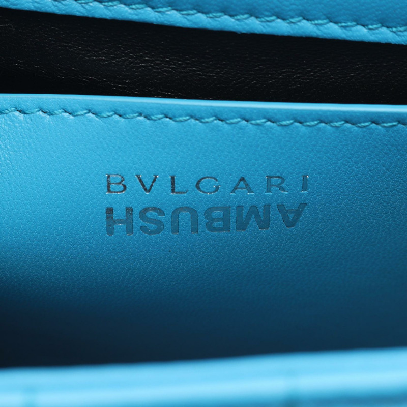 寶格麗 × AMBUSH Serpenti 肩包/腰包，藍色皮革，二手，女士，金扣-3