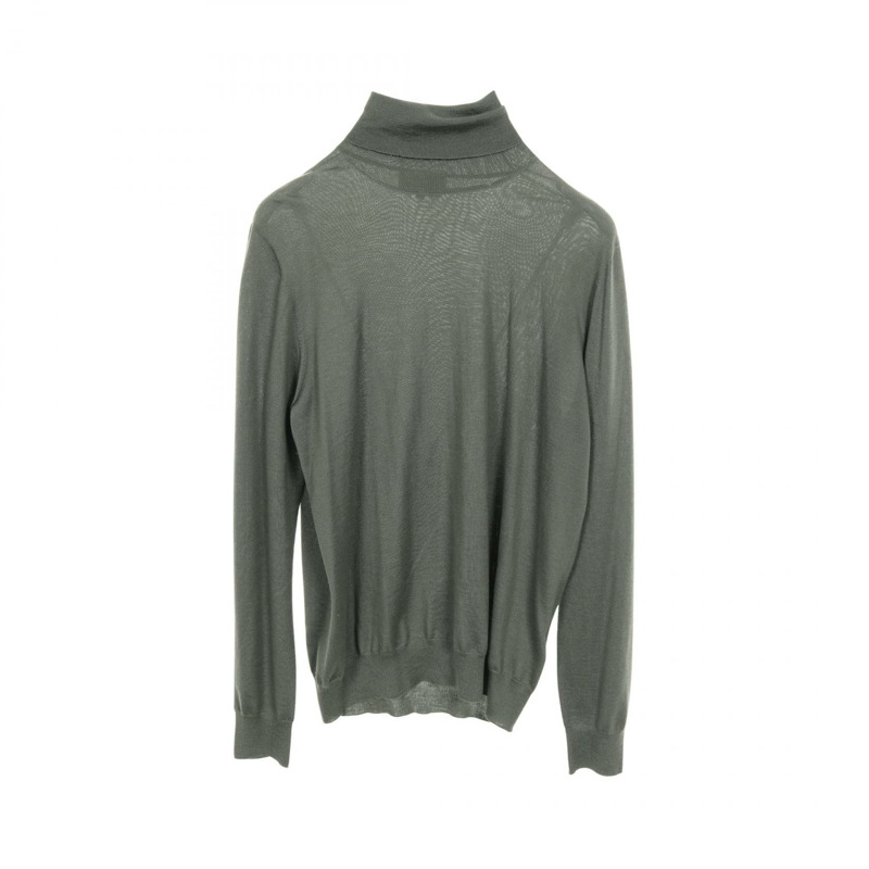愛馬仕 L 碼針織衫 高領毛衣 真絲羊絨混紡 綠色 二手 男士-0