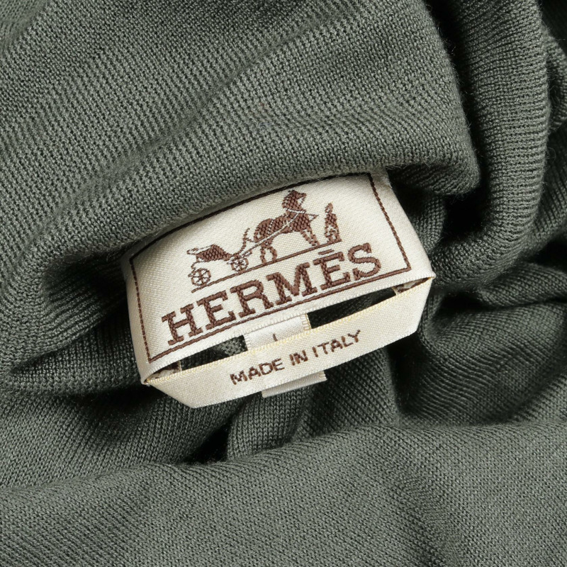 愛馬仕 L 碼針織衫 高領毛衣 真絲羊絨混紡 綠色 二手 男士-2