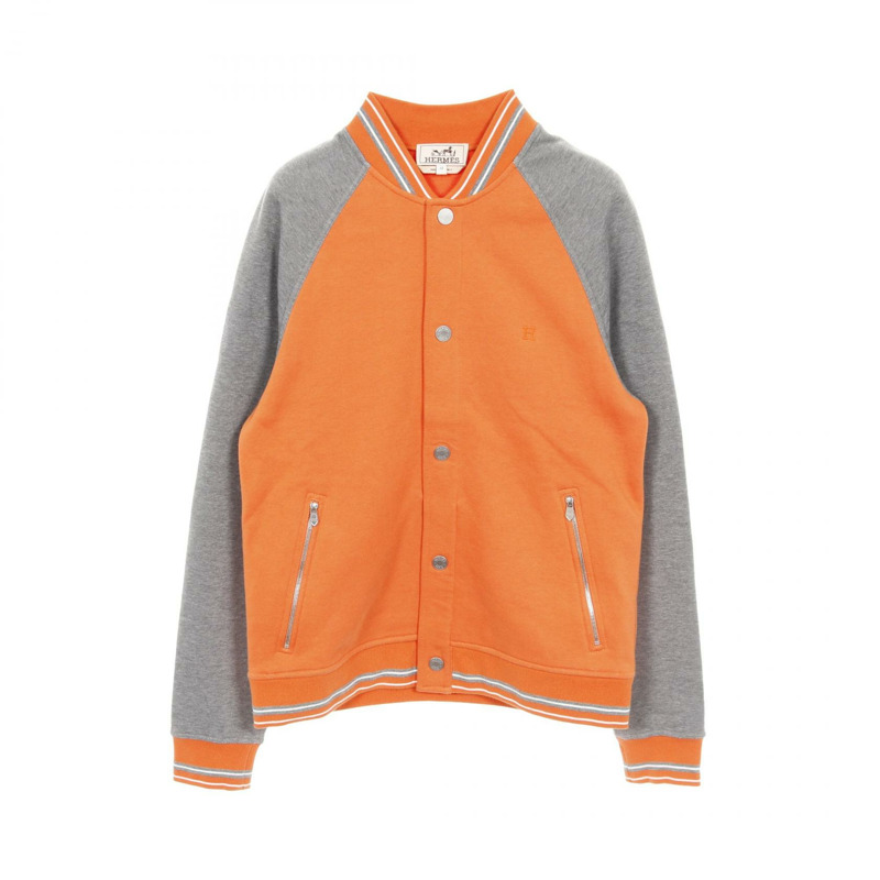 愛馬仕 (HERMES) Serie Button Teddy Blouson Jacket 棉質橙灰色二手男士 XS 碼-0