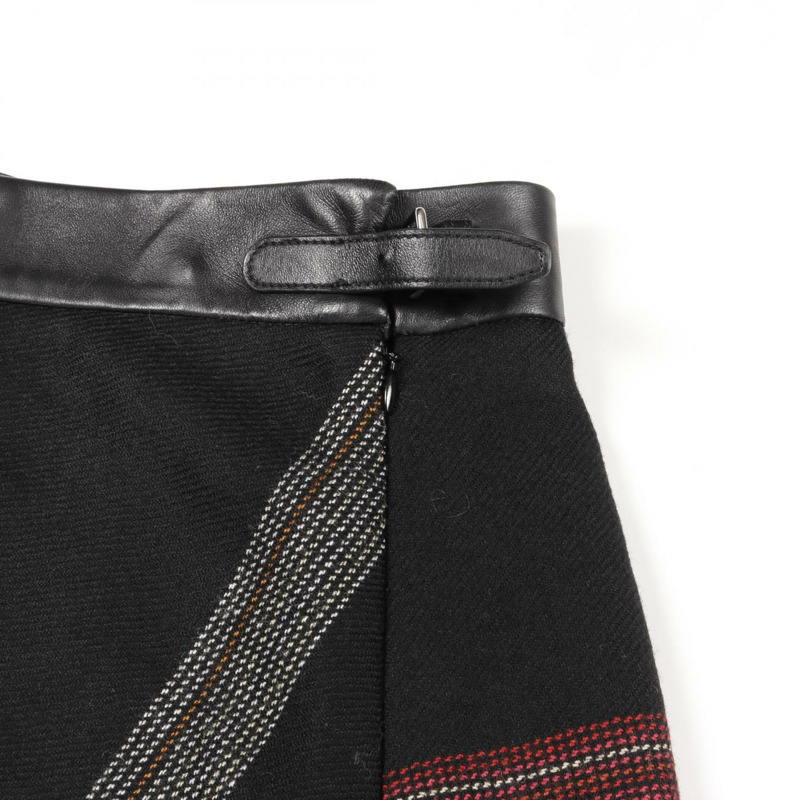 愛馬仕 (HERMES) 34號格紋羊毛半身裙，黑色多色，二手女款-4