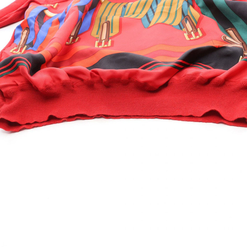 愛馬仕 J.METZ Les Sangles 針織毛衣上衣，絲質羊絨材質，紅色，二手女款 #42-6