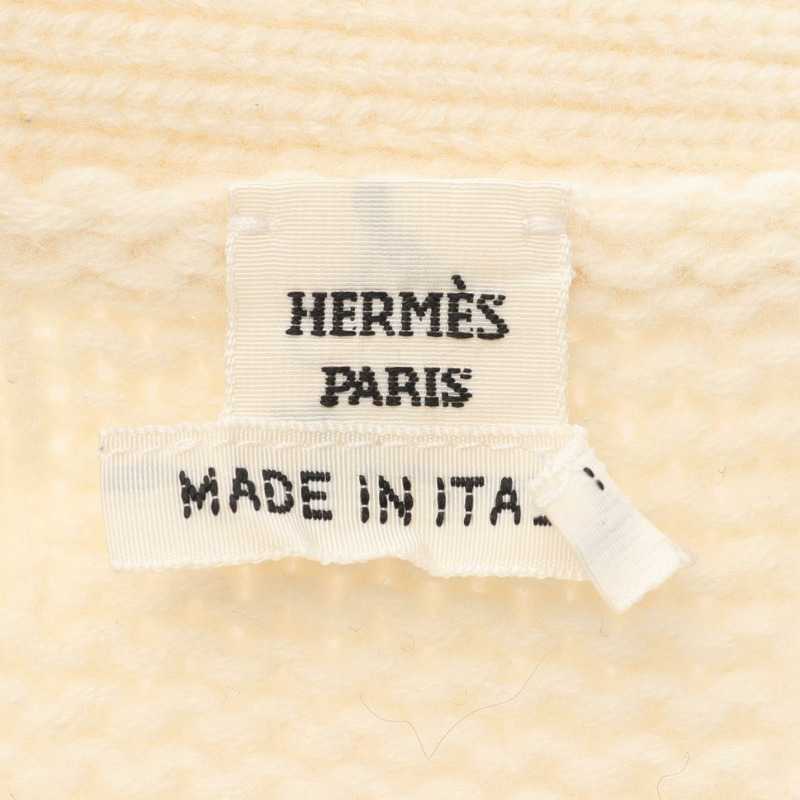 愛馬仕 (HERMES) 白色羊毛長袖開襟衫，二手女款 #34-2